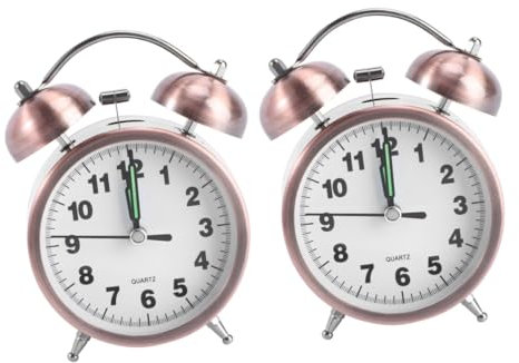 PRETYZOOM 2stücke Doppelglocken-wecker Mit Metallgehäuse Klassische Tischuhr Für Zuhause Und Büro Leise Und Präzise Ohne Batterie Für Schlafzimmer-Dekoration
