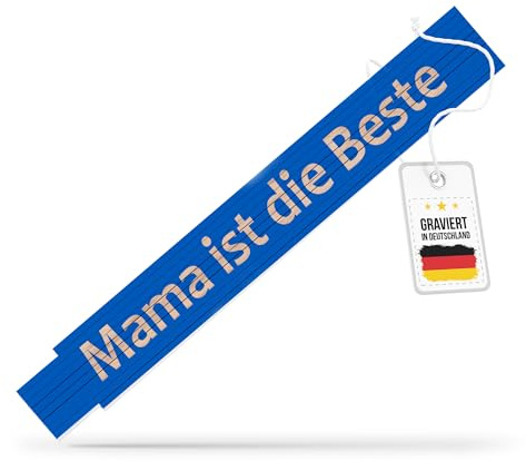 andSmile Zollstock blau - Meterstab aus hochwertigem Buchenholz - Zollstock mit Gravur Mama ist die Beste - Geschenk für Mütter zum Muttertag, Geburtstagsgeschenk, Weihnachtsgeschenk