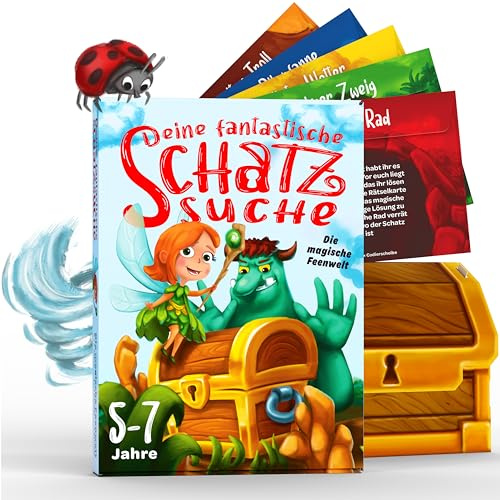 Deine fantastische Schatzsuche – Die magische Feenwelt – Schnitzeljagd Spiel für 1 bis 7 Kinder von 5 bis 7 Jahren – Lernspiel - Kindergeburtstag Spiele - Schnitzeljagd Kinder