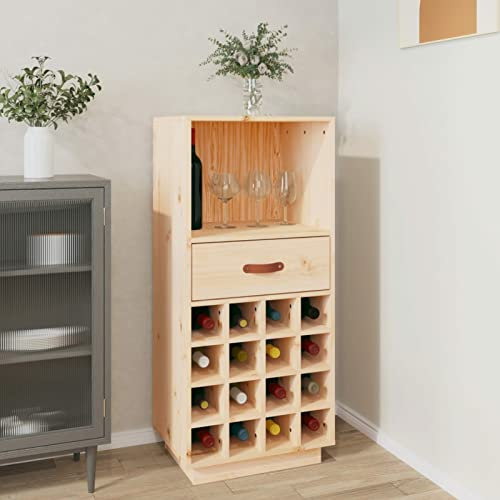 Homgoday Weinschrank 45x34x100cm Massivholz Kiefer Sideboard Weinschrank Küche Lagerschrank Buffetschrank für Esszimmer Wohnzimmer Home Bar Weinregal Möbel