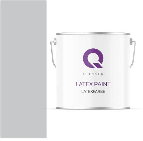 Q-COVER Latexfarbe 5L Hellgrau – Matte Innenfarbe für Wand & Decke, Klasse 3, Hohe Deckkraft, Scheuerfest