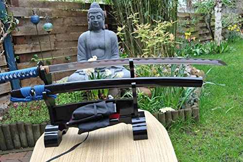 Katana Schwert Orama echt scharf Samurai Katana mit Rochenhaut Tsuba Schwarz mit Holz Scheide für Sammler als Geschenk oder Dekoration
