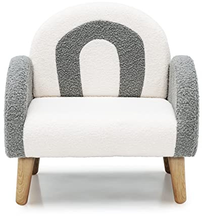 GOPLUS - Sillón infantil, sofá de peluche con respaldo y apoyabrazos acolchado de esponja, sofá ergonómico para niños de 3 a 5 años, para dormitorio, jardín de niños, color gris