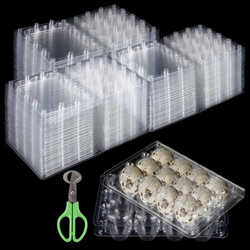 ZOFUN 150 Stück Wachteleierschachteln, 12 Gitter Wachteln Eierschachteln Eierkarton Kunststoff Wachtelei Schachteln mit Deckel, PVC Eier Aufbewahrungsbox Eierhalter für Wachteleier