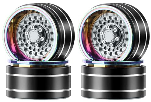 GLOBACT Rainbow 1.9 Beadlock Wheel Adjustable Offset -10mm/-13mm Aluminum Rim for TRX4 TRX6 Axial SCX10 FMS Redcat RC4WD Gmade 1/10 RC Crawler Upgrade Parts (Titanium)