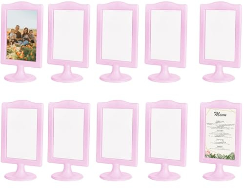 iSagax 10 Stück Bilderrahmen Rosa, Stehend Doppelseitiger Fotorahmen 10 x 15 cm, Bilderrahmen Doppelseitig, Tischaufsteller, Photo Frame für Foto, Hochzeit, Party
