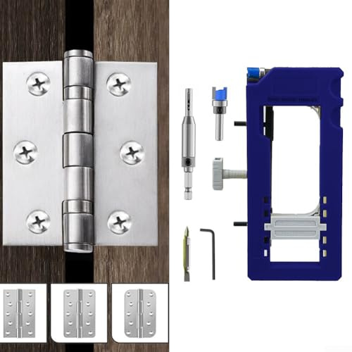 Zilimontt Self Clamping Door Hinge Jig, Door Hinge Mortiser, Router Template Kit With Non-slip Pads Removable Inserts, Hinge Router Template