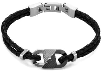 Emporio Armani män tvåfärgat läderarmband EGS3171040, Eine Grösse, Läder, Ingen ädelsten