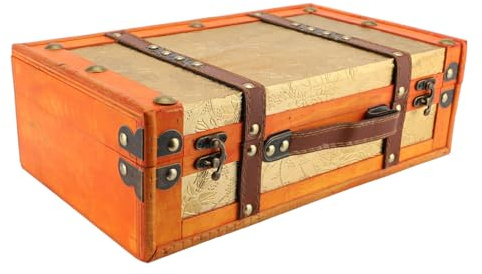 Vintage-Koffer, Großer Stauraum, Funktionale Und Stilvolle Aufbewahrungsbox Aus Holz, Premium-Materialien, Retro-Gepäckkoffer Mit Tragbarem Griff Für Heimdekoration, Foto-Requisite