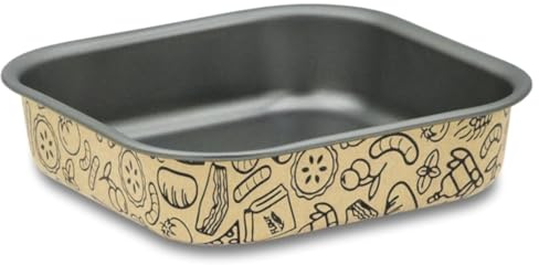 OPIROS Bandeja de aluminio antiadherente para cocinar en freidora de aire Airfryer y horno (cuadrada, 21 x 21 cm)