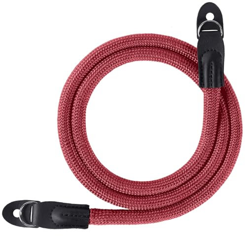 flintronic Sangle Appareil Photo, Bandoulière en Corde en Nylon, Courroie de Cou pour Appareil Photo, pour Canon, Appareils Photo pour Les Caméras Nikon, Sony, Fujifilm, Olympus, Leica, Rouge-102 cm