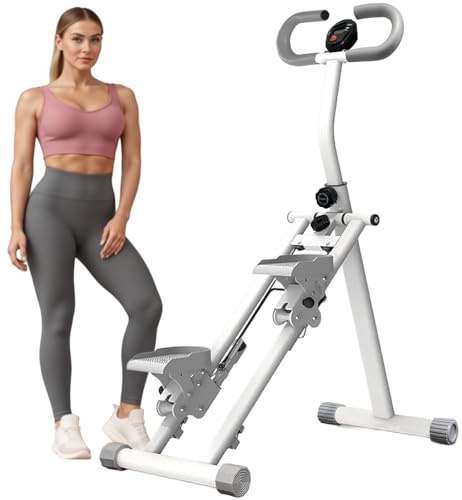 Stair Stepper for Home Vertical Climber, Foldable Full Body Exercise Aerobic Climbing Machines, Mountaineering Fitness Equipment with Adjustable Handles (White)