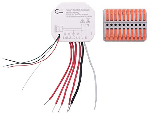 Lonrtesw Mini Interruptor de Luz Inteligente WiFi DIY 4 Gang MóDulo de 1/2 VíAs Smart Life/Tuya App Control Remoto InaláMbrico Trabaja con Home
