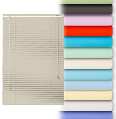 Tende Veneziane in Alluminio, 120cm 115cm 60cm 70cm 80cm 100cm Veneziane da Interno Tende Veneziane in Alluminio Lamelle da 25mm Privacy Protezione Solare Persiane per Casa Ufficio(Cream)