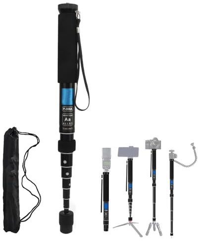 Camera Monopod Retractable for Cameras DSLRs Cell Phones SteadyShot Lightweight and Portable with Foam Sheath 8 Section 11 to 63 Inch Portable Aluminum Monopod