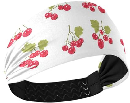 Bonitas diademas grandes de grosella roja y blanca refrescante para mujer, diademas elásticas para senderismo, fútbol, lavado de cara, tenis, coloridas estrellas de perro perro perro salchicha