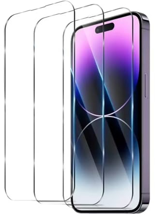 3 Pezzi Vetro Temperato Compatibile per iPhone 14 Pro Pellicola Proteggi Protettiva 6,1 Pollici Durezza 9H Senza Bolle Anti Graffio Anti Impronte Ultra Trasparente Ultra Protett Resistente HD Chiaro