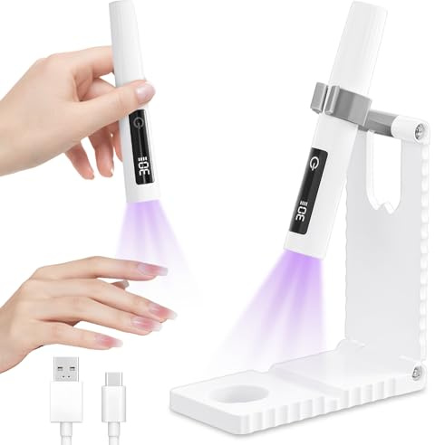 Flintronic UV Lampe für Gelnägel, Kleine UV Nagellampe mit Ständer Tragbare, Mini Wiederaufladbar 2 Timer-Modi Nageltrockner, U V LED Lampe mit LCD-Display, Nageltrockner für Alle UV Gel Nagellacke