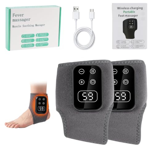 Fußmassagegerät mit Wärme - Knöchelmassagegerät 5 Heizstufen & 5 Vibrationsmodi Fußmassagegerät, Fußmassage Ideal Geschenk für Eltern, Massagegerät für Füße, Die Durchblutung Fördern(Grau)