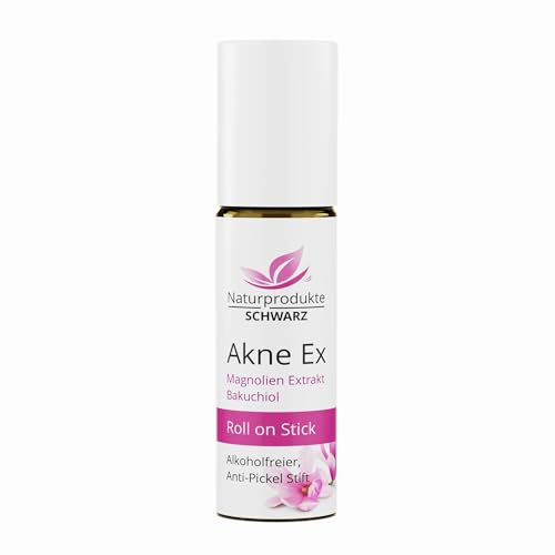 Naturprodukte Schwarz - Akne Ex Pickelstift - Mit Magnolien Extrakt, Bakuchiol und Teebaumöl gegen Pickel, 10ml