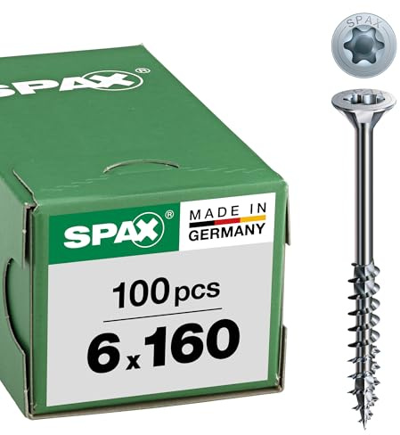 SPAX Vis universelle, 6 x 160 mm, 100 pièces, Filetage partiel, Tête fraisée, T-STAR plus T30, 4CUT, WIROX - 0191010601605