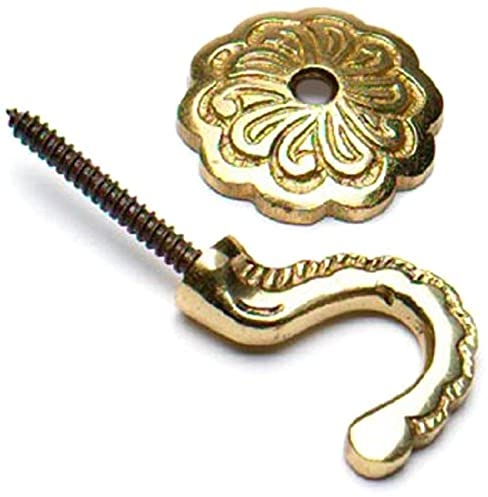 Bulk Hardware BH01609 Ganci Decorativi per Tendaggi con Elegante Rosetta Posteriore, Ottone Pieno, 35 mm, Bianco, Set di 2