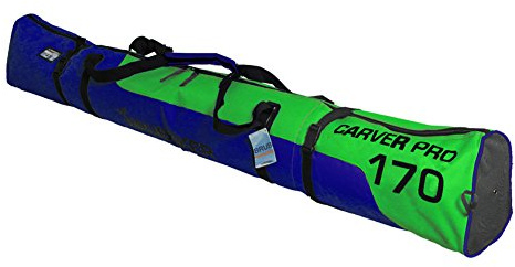 BRUBAKER 'Carver Pro 2.0' - Nouvelles Couleurs - Housse à Skis rembourrée pour 1 Paire de Skis et Bâtons - 170 cm - Vert/Bleu
