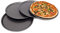 Relaxdays Teglia per Pizza Rotonda, Set da 4, Ø 33 cm, Acciaio al Carbonio, per Focacce e Pane, Forno, Cucina, Grigio, Lega, Nero, 33x33x1.8 cm
