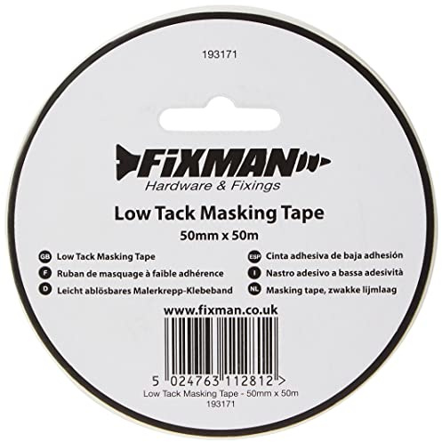 Fixman 193171 Ruban de masquage à faible adhérence 50 mm x 50 m