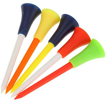 Tasche mit 50 Stück bunten Golf-Tees aus Kunststoff, 83 mm, robustes Kopfteil aus Gummi, Golf-Tee, Golfzubehör