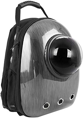 PrimeMatik CB02-0002-VCES Mochila para Transporte de Mascotas Gato y Perro Transportin de plástico rígido (CB02), Gris