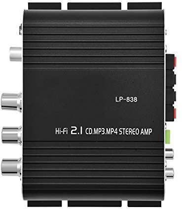 VIFER Mini HiFi Verstärker, LP-838 2.1CH Auto Audio Verstärker Digital Power Amplifier HiFi Stereo Verstärker für Zuhause, Auto Lautsprecher, Schwarz