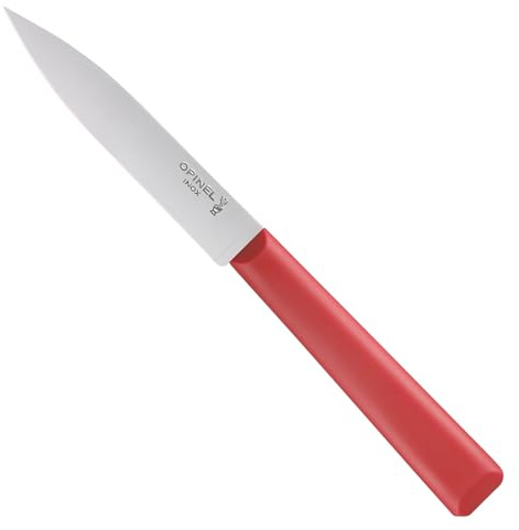 Opinel Les Essentials+ No. 312 Paring Knife, Corrosion Resistant + Dishwasher Safe, Made in France, Red