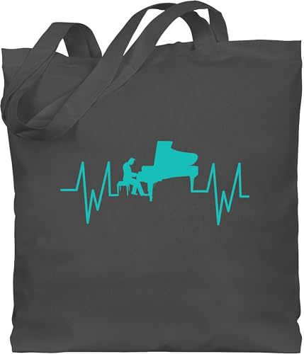 Shirtracer - Baumwolltasche - Musik Instrument Zubehör - Flügel Herzschlag Klavier