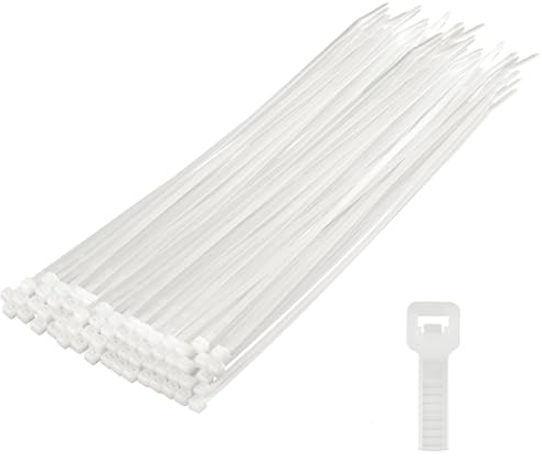 MEKEET White Multi-Purpose Cable Ties, Cable Ties Reusable, Nylon Zip Ties, Tie Wraps Heavy Duty, Secure Self-Locking Mechanism, for Household, Office, Garden and DIY