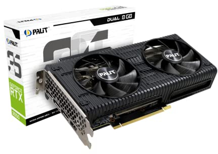 Palit GeForce RTX 3050 Dual Graphics Card, 8GB, GDDR6, LHR, 3584 Core, 1320 MHz GPU, 1777 MHz Boost, Ampere Architecture, 3 x DisplayPort, HDMI, Dual Fans,NE63050019P1-190AD