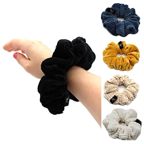 Anna Karinna Kids Rib Velvet Scrunchie, cotton hair rubber, Cotton Scrunchies, Medium haargummi, Kinder haargummi, Small Scrunchies (Medium, Black)
