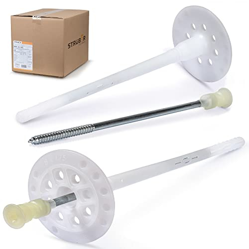 STRÜBER Dämmstoffdübel mit TX-Antrieb für WDVS (Ø 8x155 mm - 200 Stück) Tellerdübel Schraubdübel Torx Metalldorn Stahlnagel Thermodübel für Styropor und Mineralwolle Fassadendämmung Wärmedämmung ETA