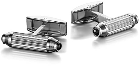 Colibri Targa Manschettenknöpfe für Herren – Designer-Manschettenknöpfe mit Peridot/Onyx-Steineinlagen – drehbarer Walschwanz-Verschluss – polierter Edelstahl – Geschenkbox