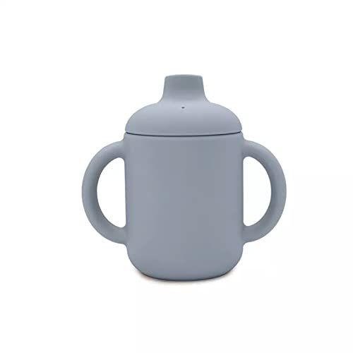 Generico Tazza con beccuccio in Silicone 120ml [Blu], Tazza con Manici per Bambini, per Latte, Bibite, Colazione, Tazza Apprendimento per Bimbo e Bimba