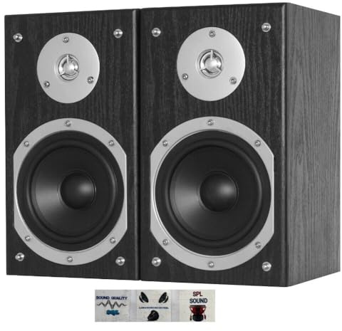 KIT Set pour Fenton SHFB55B 2 Enceintes HiFi 2 Voies Noires de 70 Watts rms et 140 Watts Max impédance 6 ohm pour écoute Maison, par Paire + 3 Stickers Cadeau