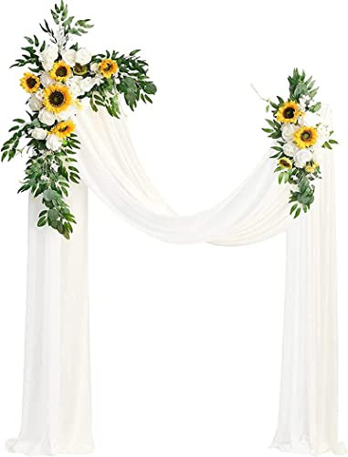 Hochzeitsbogen-Blumen im Boho-Stil (4 Stück) – 2 Stück künstliche Blumen, Bogendekoration mit 2 Stück Hochzeitsbogen-Drapierung, künstliche Blumengirlande für die Dekoration von Hochzeitszeremonien