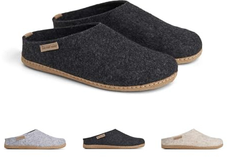 THE COZY SHEEP Pantofole in feltro con suola in pelle | ciabatte lana donna e uomo | scarpe da casa per uomo e donna | Ciabatte uomo invernali e comode