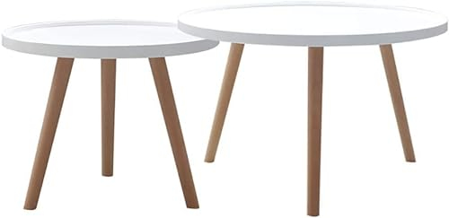 Mesa Auxiliar Redonda De Tablero De MDF con Soporte De Madera De Haya De 3 Patas Mesa De Bandeja Moderna Mesa De Comedor Mesa De Café para Sala De Estar Dormitorio Al Lado De La Cama Sofá Si