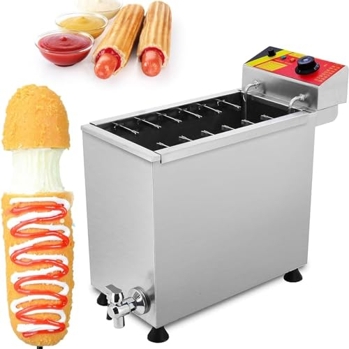 Estufa de Parrilla para Salchichas, Freidora Eléctrica Comercial de 25 L, Máquina para Palitos de Perritos Calientes con Queso de 3000 W, Perritos Calientes con Mango