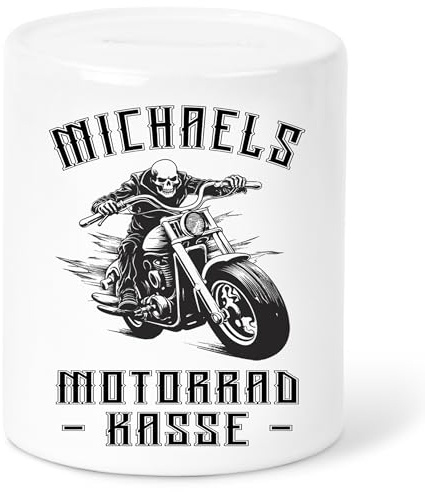 Spardose Motorrad personalisiert Geldgeschenke Verpackung zum Geburtstag Biker Sparkasse Sparbüchse Sparschwein aus Keramik
