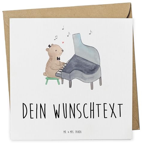 Mr. & Mrs. Panda Personalisierte Karten Bär Klavier - Geschenke, Grußkarten Personalisiert, Pianist, Postkarte, Karte, Flügel, Konzert, Klassik, Instrumente, Grußkarte
