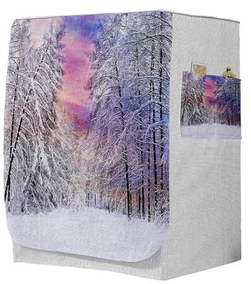 Highdi 3D Housse de Protection pour Machine à Laver, Chargement Frontal Housse à La Poussière avec Ouverture Frontale (Capacité S 6~7,5kg,Hiver 8)
