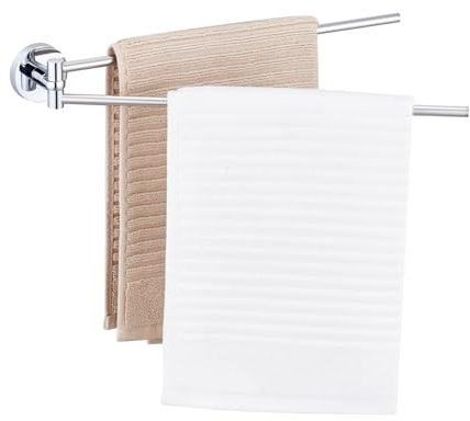Aktines Doppio Portasciugamani Barra Portasciugamani da Bagno 40 cm Portasciugamani, Portasciugamani da Bagno a Doppio Braccio Montaggio a parete in Acciaio inossidabile, lucido cromato