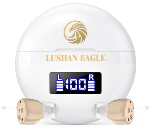 LUSHAN EAGLE Auriculares amplificados amplificador de sonido recargable mini portátil (Blanco)